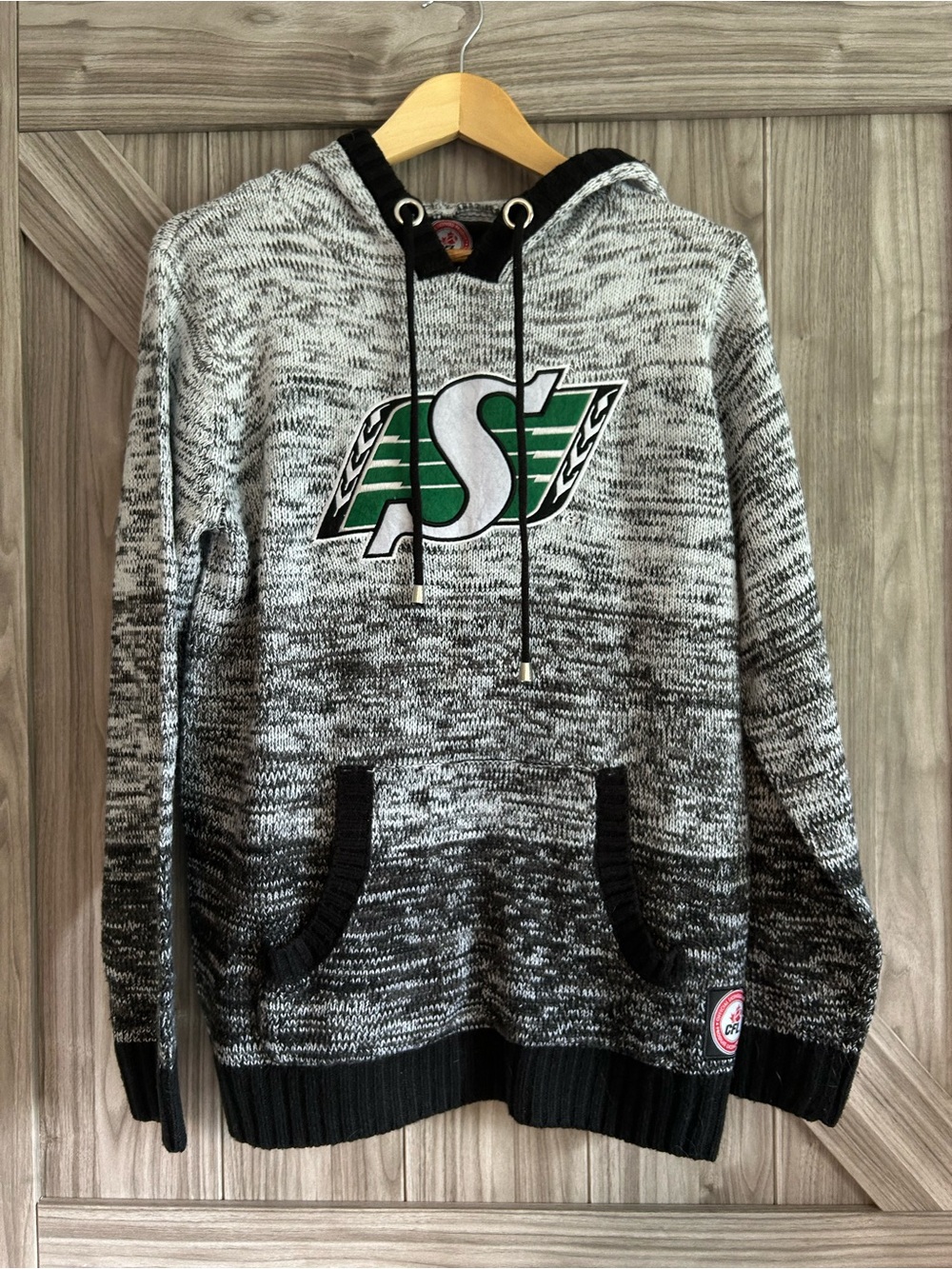 Saskatchewan Roughriders Grey Ombre Knit Hoodie - Green Logo